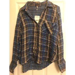 NWT Free People Plaid Button Down